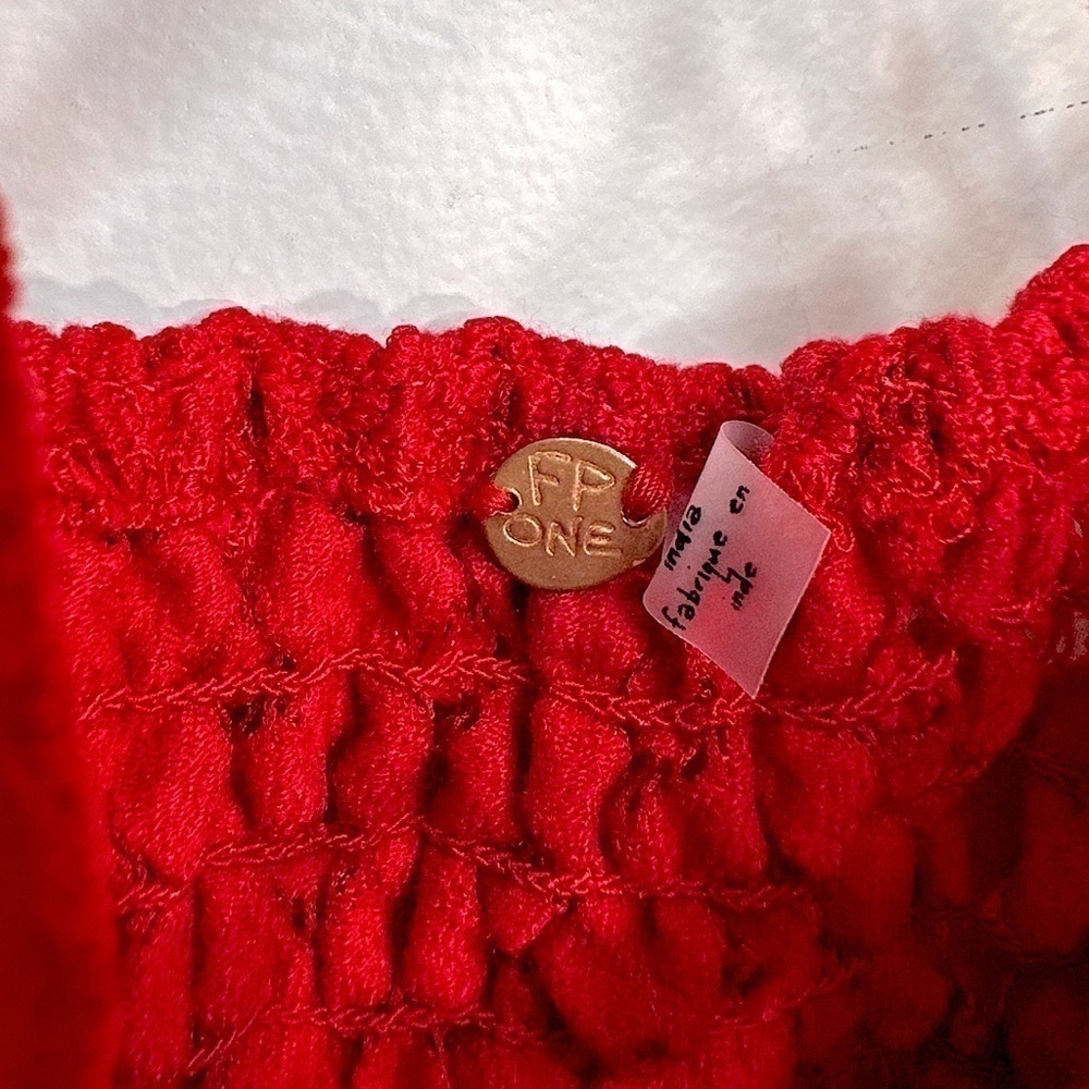 NWT Free People Women’s Adella Lace Ruffled Cami Top Cherry Red Size X-Small - Picture 9 of 13